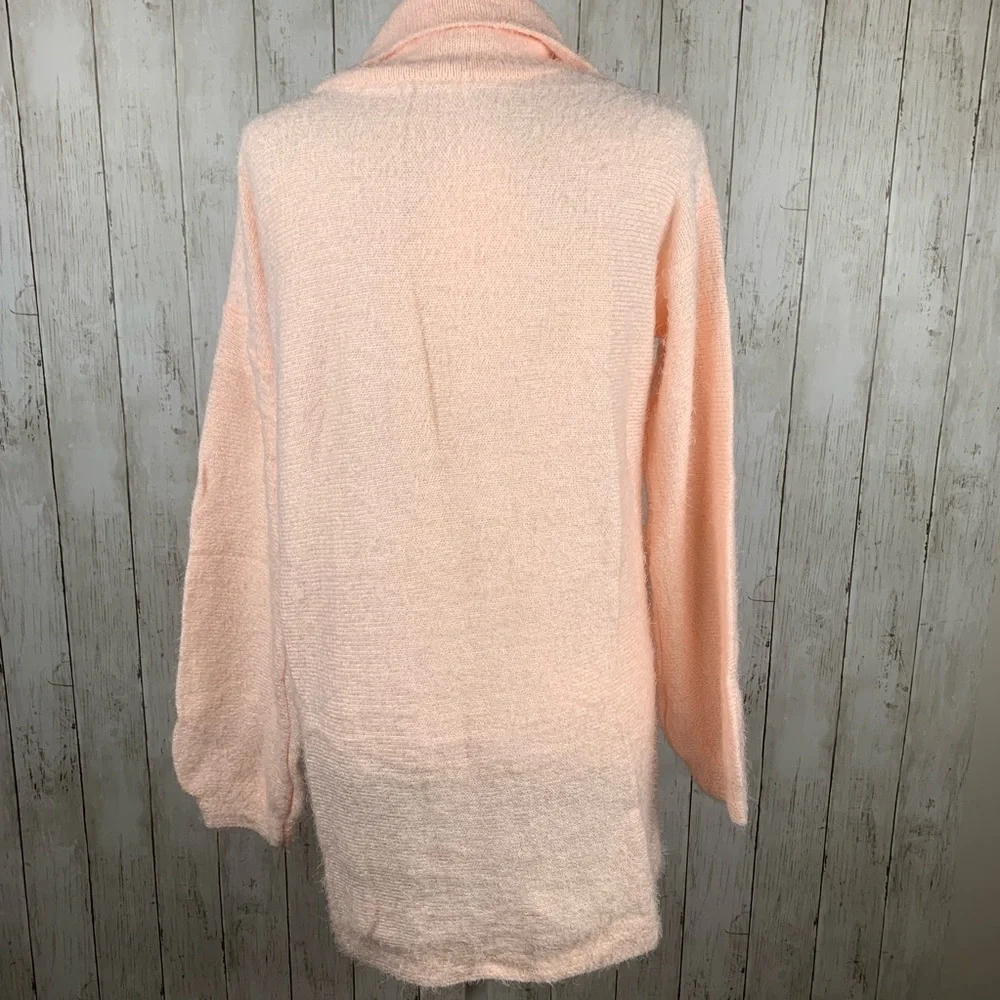 🔥COZY CARDIGAN🔥WARM FUZZY DOUBLE BREASTED POCKET CARDIGAN SWEATER PINK NWT - Picture 7 of 9